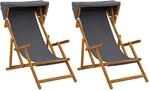 vidaXL Liegestuhl 2 pcs 3 Position Massives Eukalyptus Holz Grau, Bequemer...