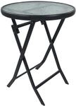 VCM Gartentisch rund &Oslash; 55 cm, Metall Tisch mit Glasplatte, klappbar,