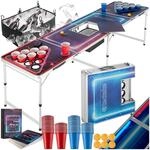 tectake&reg; Bierpong Tisch mit Eisk&uuml;hler und Party Deko LED Beleuchtung,...