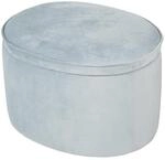 roba Kinderhocker Lil Sofa mit Stauraum - Ovaler Hocker in blauem Samtstoff -