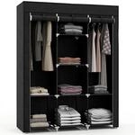 HOMCOM Kleiderschrank mit Kleiderstange 125 x 43 x 162,5 cm Schwarz