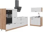 Vicco K&uuml;chenzeile Fame-Line, Wei&szlig; Landhaus/Goldkraft Eiche, 380 cm