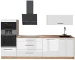 Vicco K&uuml;chenzeile Fame-Line, Wei&szlig; Hochglanz/Goldkraft Eiche, 280 cm