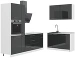 Vicco K&uuml;chenzeile Fame-Line, Anthrazit Hochglanz/Wei&szlig;, 220 x 120 cm