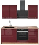 Vicco Singlek&uuml;che Fame-Line, Bordeaux Hochglanz/Goldkraft Eiche, 190 cm