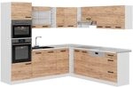 Vicco Einbauk&uuml;che in L-Form R-Line, Goldkraft Eiche/Wei&szlig;, 247 x 237 cm