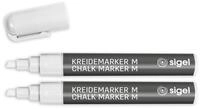 Sigel Kreidemarker Wei&szlig; Gr&ouml;&szlig;e M Keilspitze 1-5 mm, 2 St&uuml;ck