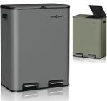 MAXCRAFT M&uuml;lleimer 60 Liter aus Stahl Treteimer Abfalleimer mit 2 Inneneimern...