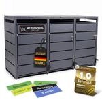 ALBATROS M&uuml;lltonnenbox 3er mit Pedal | Metall RAL7016, 120-240L, abschl.