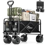 SAMAX Bollerwagen bis 200kg - 2in1 mit Bank - Faltbarer Handwagen Gartenwagen