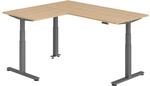 b&uuml;m&ouml; Eckschreibtisch elektrisch h&ouml;henverstellbar L-Form: 180 x 160 cm in...