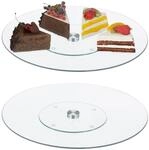 Relaxdays Tortenplatte 2er Set, 360&deg; drehbar, &empty; 30 cm, zum Servieren & Dekorieren,