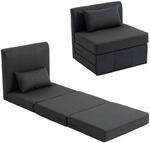 HOMCOM 2 in 1 Schlafsessel Klappbar mit Bettfunktion 80x75x74cm Dunkelgrau
