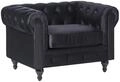 Beliani Eleganter Sessel im englischen Stil Samtstoff Schwarz Chesterfield