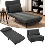 HOMCOM Schlafsessel 3-in-1 Sessel mit Bettfunktion Klappbar Dunkelgrau