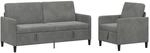 vidaXL Sofa Set mit Stauraum 2 STK. Dunkelgrau Polyester