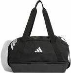 adidas Unisex Tiro Duffle Bag Small with Bottom Compartment Duffel Bag, Black/White,