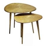 FineBuy Couchtisch 2er Set Aluminium Gold, Organische Form