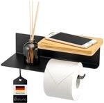 eluno Toilettenpapierhalter VARAZ mit 2 Ablagen, Selbstklebender