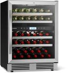 Klarstein VeroSteel Unterbau-Weink&uuml;hlschrank &ndash; Zweizonen-Weink&uuml;hlschrank...