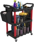 HOMCOM Werkzeugwagen leer mit 3 Etagen Lochplatten 40 kg Schwarz und Rot