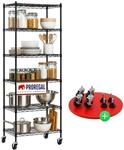 PROREGAL Gitterregal Hades mit Rollen & 6 Gitterb&ouml;den Metall 160x60x40cm...