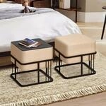 [en.casa] Hocker Tas multifunktionaler Sitzhocker 2er Set stapelbar Ottoman