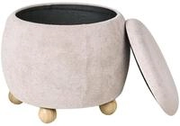 Beliani Pouf Boucl&eacute; Hellbeige mit Stauraum Schlafzimmer Wohnzimmer Flur Hocker