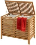 Relaxdays W&auml;schesammler 2 F&auml;cher, W&auml;schetruhe 150 L, natur