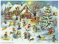 Papier Adventskalender/Weihnachtskalender mit Bildern und Glimmer f&uuml;r Kinder...