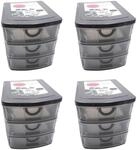 4er Set Schubladenbox Kunststoff 19 x 14,5 x 16 cm 3 Schubladen Organizer...