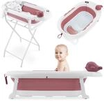 Moby-System Faltbare Baby-Badewanne mit Einsatz, LCD-Thermometer & Gestell &ndash;