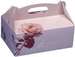 Geb&auml;ck-Kartons, Pappe eckig 26 cm x 22 cm x 9 cm ros&eacute; mit Tragegriff Art.-Nr.: