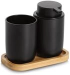 Zeller Bad-Accessoires-Set, 3-TLG., Kunststoff/Bambus,