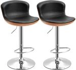 HOMCOM 2er-Set Barhocker, Bistrohocker mit Fu&szlig;st&uuml;tze, Drehbar, Schwarz