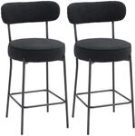 HOMCOM Barhocker 2er Set Barst&uuml;hle mit Fu&szlig;st&uuml;tze, Lehne, 68 cm, Schwarz