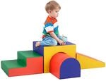 HOMCOM 4 TLG. Schaumstoff Bausteine Bausteinset f&uuml;r Baby&Kleinkinder Rot