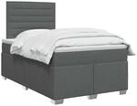 vidaXL Boxspringbett mit Matratze Dunkelgrau 120 x 200 cm Stoff
