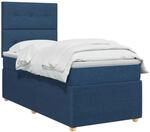 vidaXL Boxspringbett mit Matratze mit Kopfteil Blau 100 x 200 cm Stoff