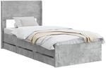 vidaXL Bettgestell mit Stauraum und Kopfteil Betongrau 75 x 190 cm