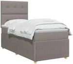 vidaXL Boxspringbett mit Matratze mit Kopfteil Taupe 90 x 190 cm Stoff