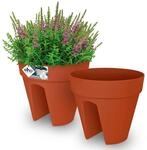 Gardebruk&reg; 2X Blumentopf loft urban Balkonhalterung 29x26cm &Uuml;berlaufrohre Rund