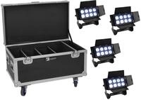 EUROLITE Set 4x Multiflood IP 8x10W RGBW Wash CRMX + Case