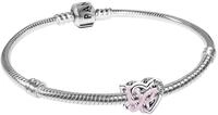 PANDORA Damen-Armband Set Silber Verschlungenes Herz & Schmetterling