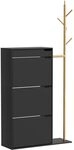 Vicco Schuhschrank Ivo, Schwarz, 90 x 181.5 cm | mit 3 F&auml;chern, 1 Schublade,...