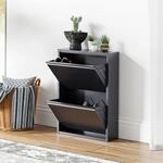 [en.casa] Schuhschrank Sokndal Schuhkipper mit 2 Klappen Metall Schuhkommode...