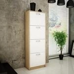 Home Collective Schuhschrank mit 4 aufklappbaren Schubladen Schuhregal mit 4...