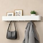 doporro Wandgarderobe mit Ablage, Garderobenleiste Wei&szlig; 60 cm, 6 Haken 
