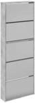 vidaXL Schuhschrank mit Spiegel 5 F&auml;cher Betongrau 63x17x169,5 cm