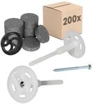 PROTEKTOR 200x D&auml;mmstoff-Schraubd&uuml;bel 200x Rondelle + 1 Fr&auml;ser &Oslash;8 x 120mm
